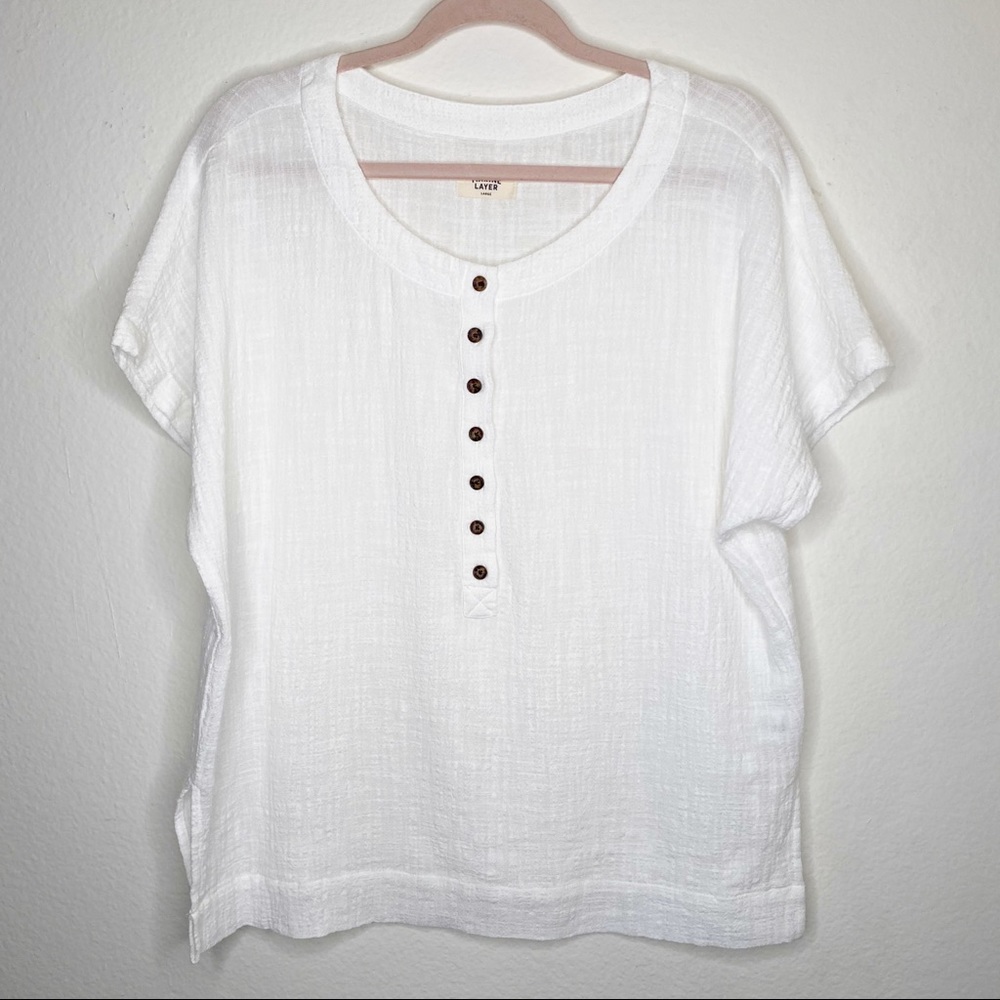 Marine Layer Shirt Short White Cotton Button Up